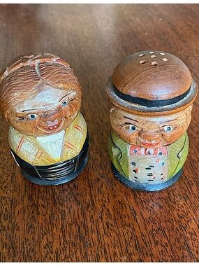 Anri Carved Wood Salt and Pepper Shakers